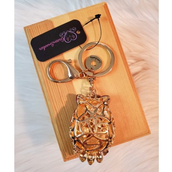 3D Rhinestone Owl Crystal Purse Bag Key Chain - Picture 5 of 7